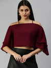 Women Magenta Solid Bardot Top-AE-7018-Magenta