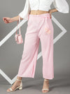 Women's Pink Solid Parallel Trouser-GF-23-Pink