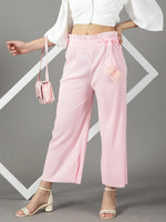 Women's Pink Solid Parallel Trouser-GF-23-Pink