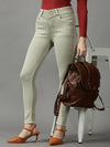 Women's Green Solid Skinny Fit Denim Jeans-GZ-5296-Green