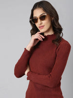 Women Brown Solid Pullover-TG-A-56-Brown