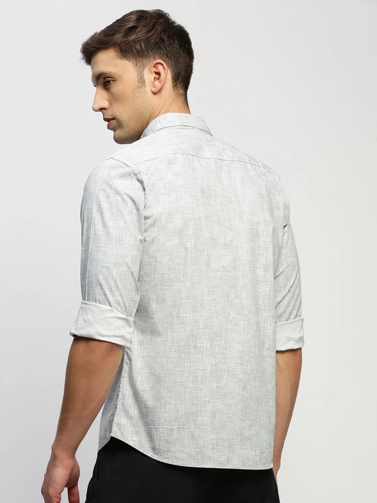 Men Grey Printed Shirt-HEPTAGON-1779-Grey