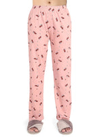 Smarty Pants Women's Cotton Lycra Rose Pink Color Dog Print Night Suit