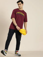 Dillinger Maroon Typographic Oversized T-Shirt