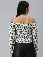 Women's Printed White Top-AE-10267-Whiteblack