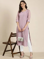 Women Lavender Embellished Straight Kurta-SKC-1216-Lavender