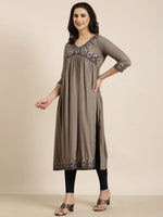 Women Anarkali Grey Solid Kurta Comes with Dupatta-GW-727-Grey