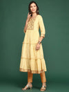 Women's Yellow Printed Anarkali Kurta-GW-3245-13-Yellow