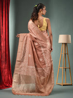 Beige Blended Silk Handwoven Saree With Woven Zari Border-MA50BSL34830118