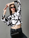 Women's White Printed Top-AE-10337-White