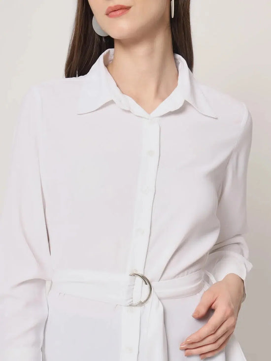 White Shirt with Belt Detail