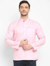 Hangup Men Standard Solid Men's Indian Wear-BabyPink_Magic_Bon_ShortKurta