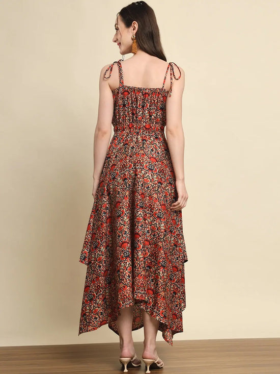 Multi Printed Handkerchief Hem Dress