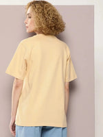 Dillinger Beige Graphic Oversized T-Shirt-WMNCR496BGE-XS