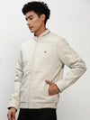 Men Cream Solid Casual Bomber Jackets-ZD-3405-Cream