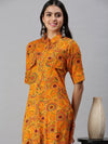 Women's Yellow Printed Straight Kurta-FS2140-Yellow