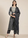 Women Grey Floral Kurta Set-BC-SK-1671-Grey