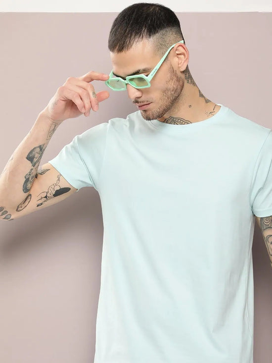 Dillinger Men's Pastel Blue Plain T-Shirt