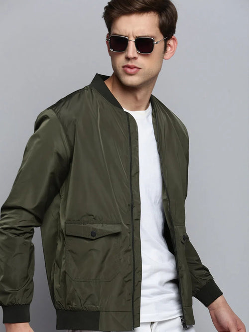 Men Green Solid Casual Jacket-STCW-J-14-Olive