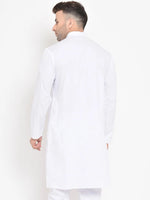 Hangup Men Standard Solid Men's Indian Wear-White_Cotton_LongKurta