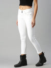 Women's White Solid Denim Skinny Jeans-CR-7782-White