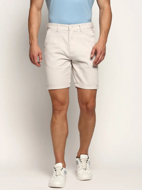 Men Cream Solid Shorts-ORBIT-9-Cream