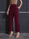 Women Red Waist Button Pants