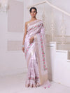 All Over Thread Embroidery Lavender Tissue Saree With Zari Borders-MA64TIS461600008