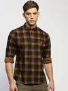 Men Brown Checked Shirt-CLEON-1802-Brown