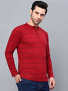 Rigo Striped Henley Neck Full Sleeve T-Shirt-HT07221142-L