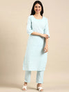 Women's Blue Solid Kurta Set-SKC-791-Blue