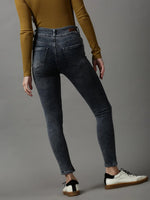 Women's Grey Solid Skinny Fit Denim Jeans-GZ-5317-Grey