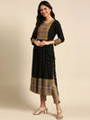 Women's Black Printed Anarkali Kurta-GW-3115-Black