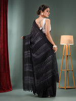 Black Matka Handwoven Saree With Shibori Print-MA50MT062200059