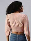 Women's Peach Geometric Top-AE-10300-Peachblue