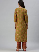 Women's Green Printed Kurta Sets-FS1714-Green