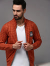 Men Orange Checked Sweatshirt-OTSS-19-Rust