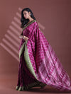 Burgundy Silk Soft Saree With Paisley Print-MA60BSL01400043