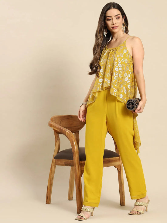 Women Solid Standard Yellow Jumpsuits & Sets