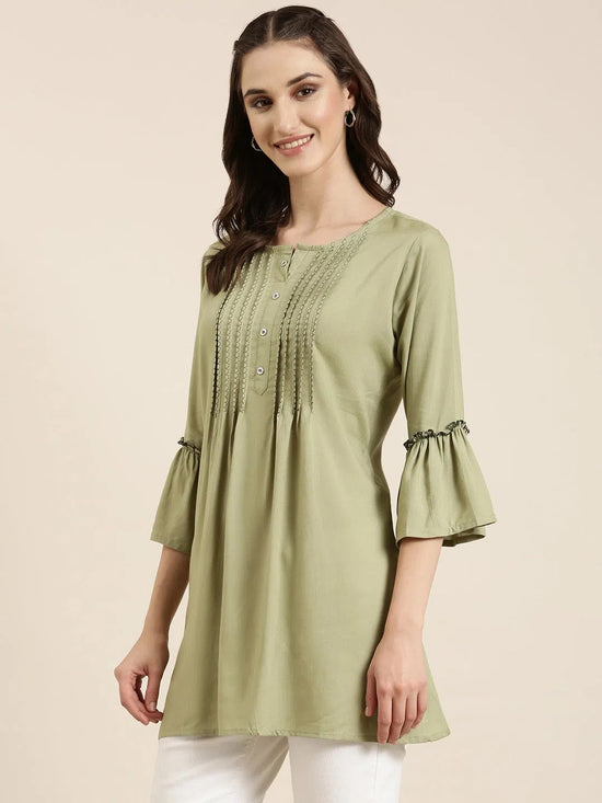 Women Green Solid A-Line Kurti-NJ-3748226-Green