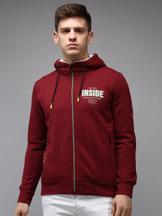 Men Red Solid Sweatshirt-OD-6039-Burgundy