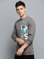 Men Grey Printed Casual Sweatshirt-BP-1437-Grey