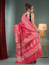 Pink Blended Silk Handwoven Saree With Floral Border-MA50BSL34710002