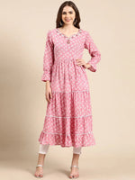 Women's Pink Printed Anarkali Kurta-BC-CK-935-Pink