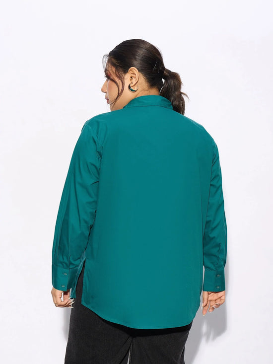 Women Turquoise Blue Poplin Shirt