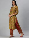 Women's Green Printed Kurta Sets-FS1714-Green