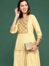 Women's Yellow Printed Anarkali Kurta-GW-3245-13-Yellow