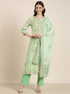 Women Green Floral Kurta Set-GW-3584-Green