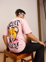 Men Pastel Pink Street Rules Oversized T-shirt