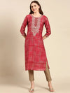 Women's Coral Embellished Straight Kurta-FS-2860-Coral